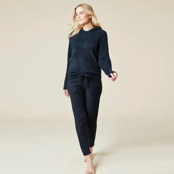 Softies Solid Marshmallow Hoodie Lounge Set, Black, Size XL - Picture 1 of 16